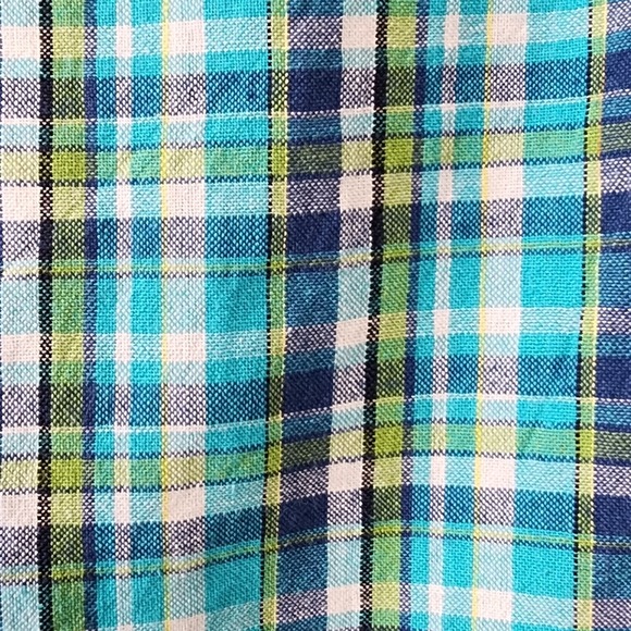 VTG FAIRSET PETITE Turquoise Plaid Cotton Mini Dress Womens Medium Blue Check - Picture 3 of 16